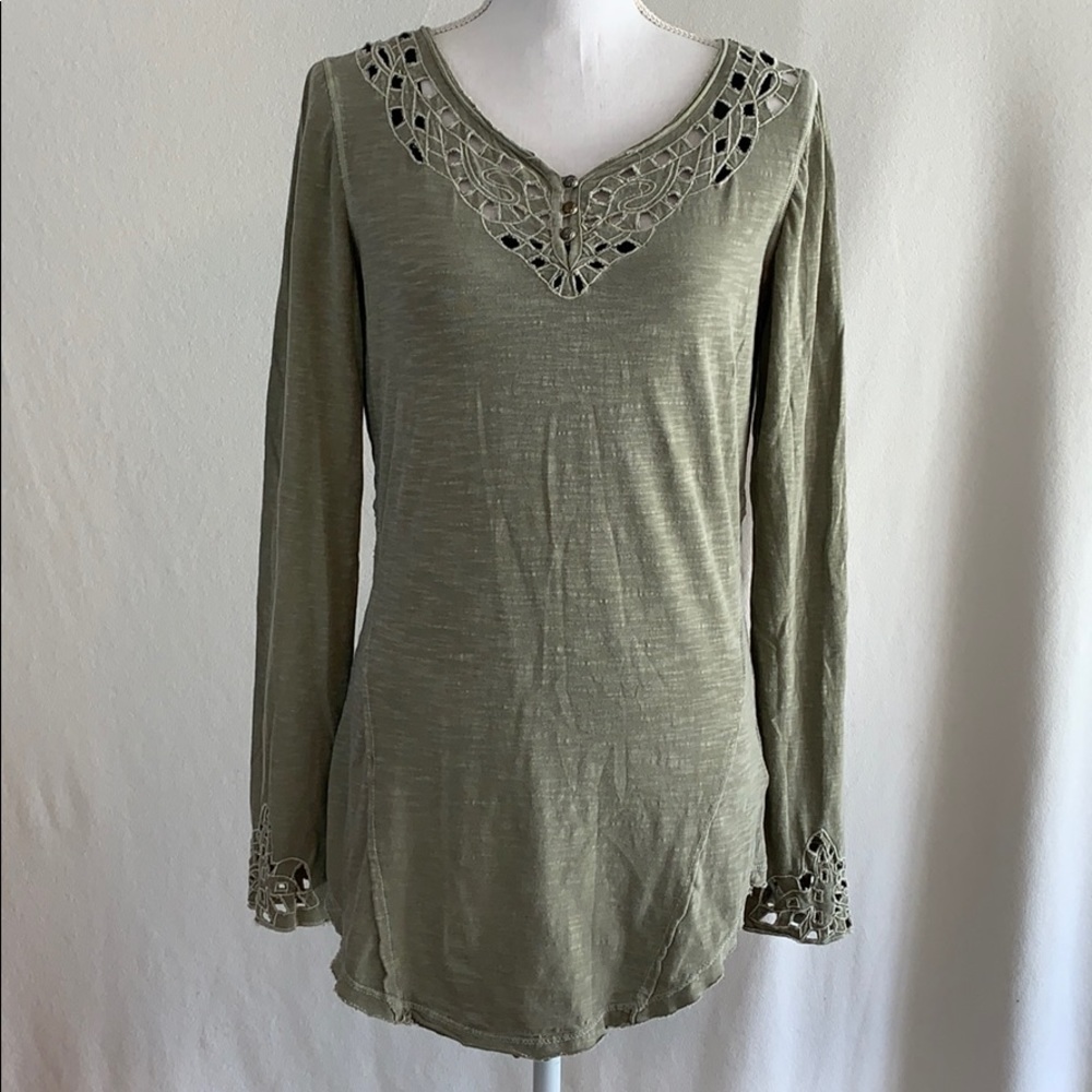 Free People Light Green Tunic w/ cut-out design.